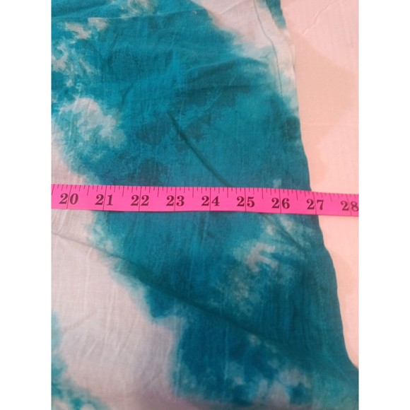 Art and Soul - Boho Tunic Large 3/4 Sleeve Tie-Die Turquoise/White Smocked Front - Picture 8 of 8